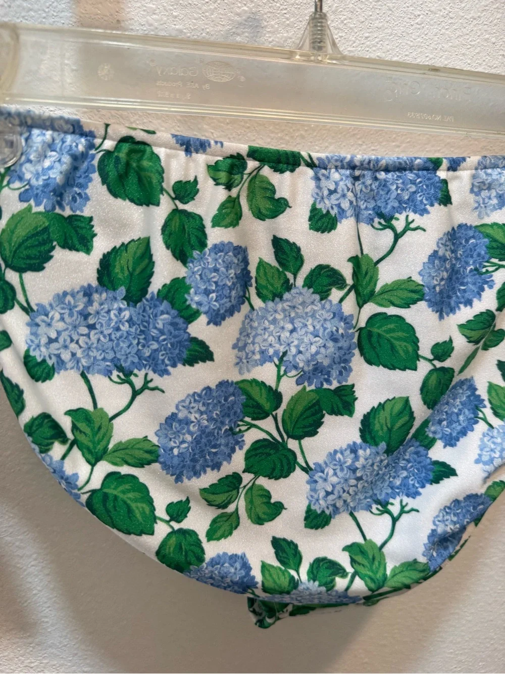 Ralph Lauren White Bikini Bottoms with Blue Hydrangea Print